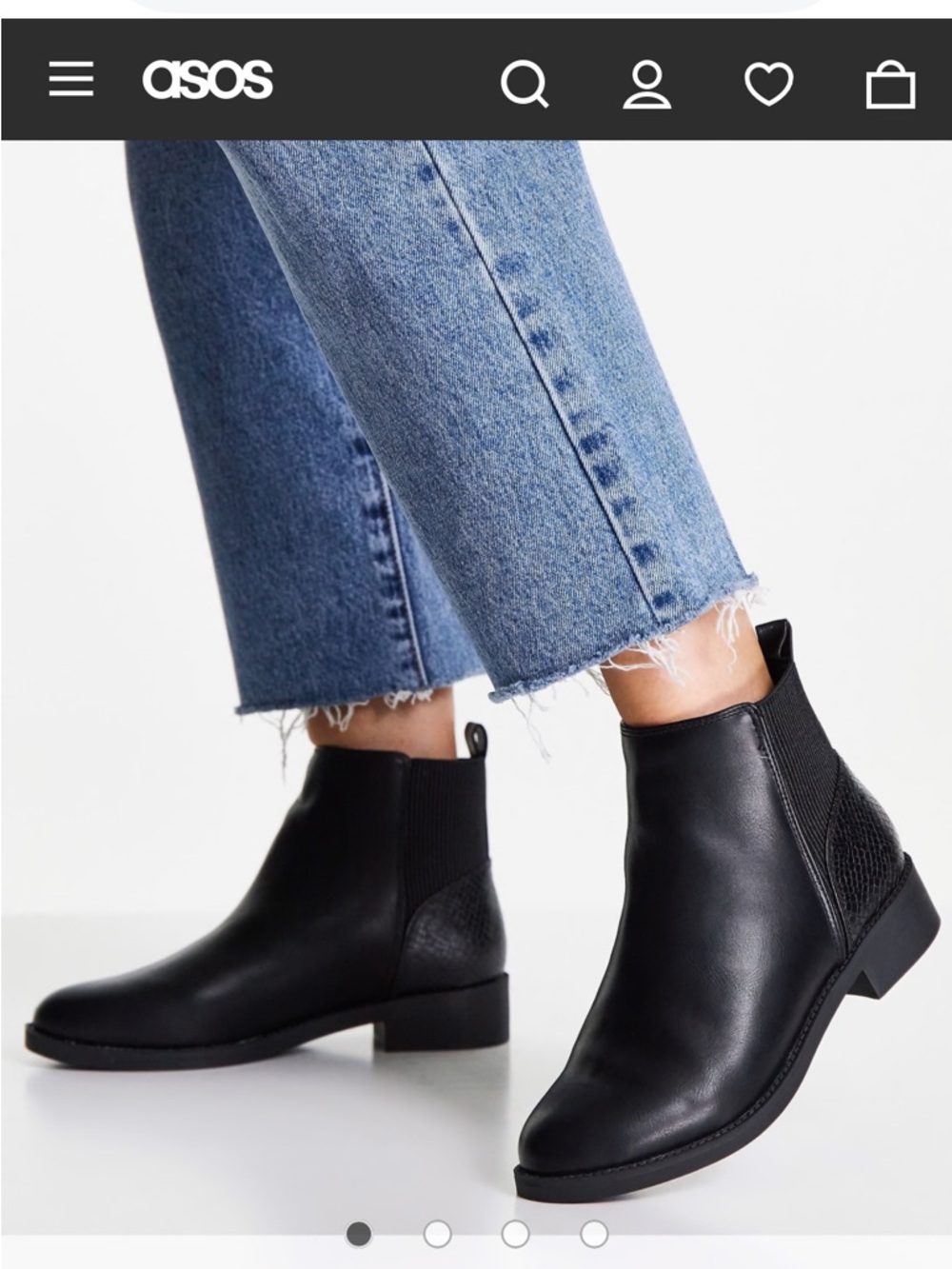 ASOS Black Leather-Look Chelsea Ankle Boots with Croc-embossed Back